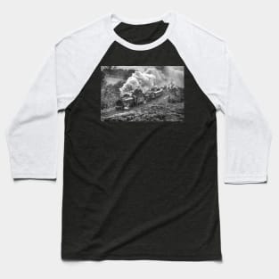 Locomotives the rain - Black and White Baseball T-Shirt